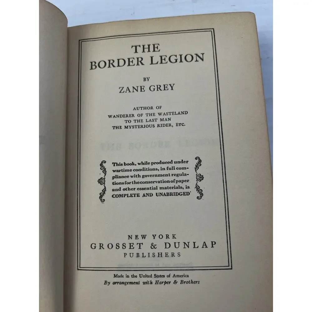 Zane Grey Books The Border Legion, The Rainbow Trail Vintage Western Adventure